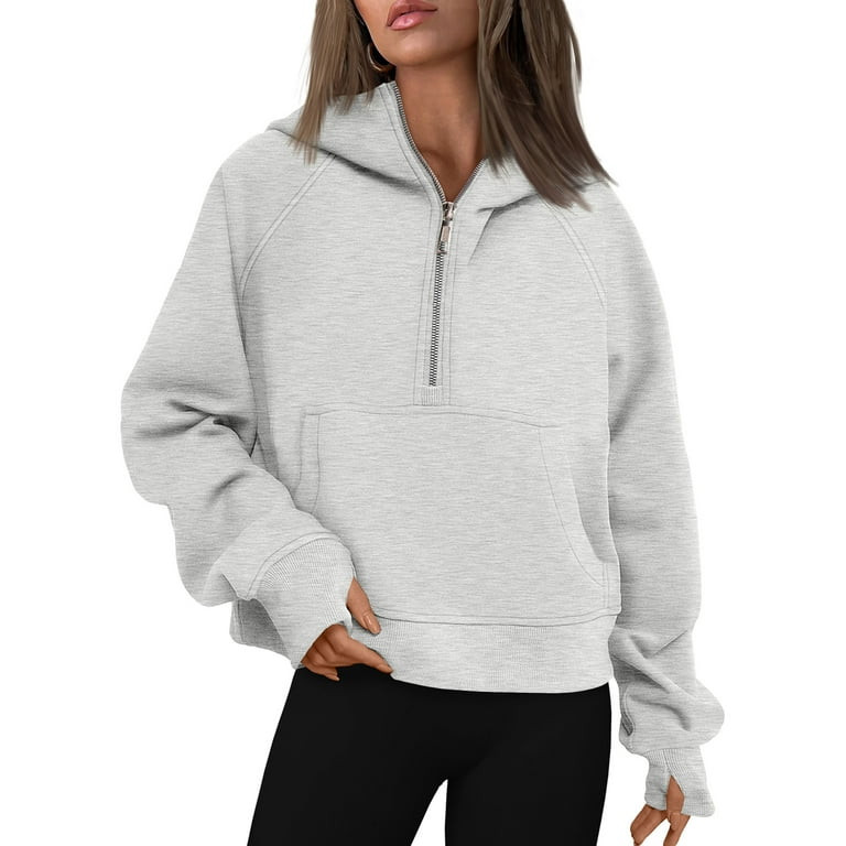 SUNBS Hoodies for Women Half Zip Pullover Oversized Hoodies Y2k Quarter Zip Sweatshirts Thumb Hol... | Walmart (US)