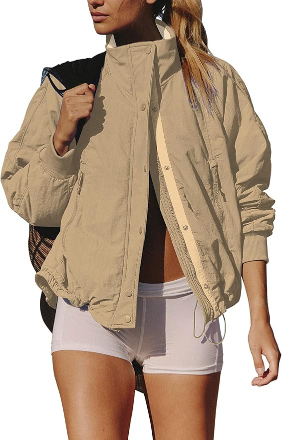 Women's Winter Long Sleeve Zip Warm Coats Button-Down Stand Collar Lightweight Jacket Field Outwe... | Amazon (US)