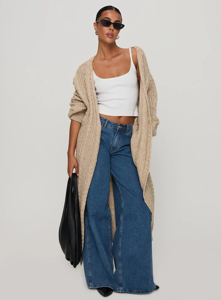 Orkid Cable Knit Cardigan Beige | Princess Polly US