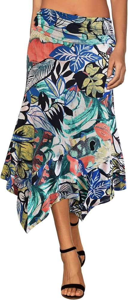 DJT Women's Flowy Handkerchief Hemline Midi Skirt | Amazon (US)