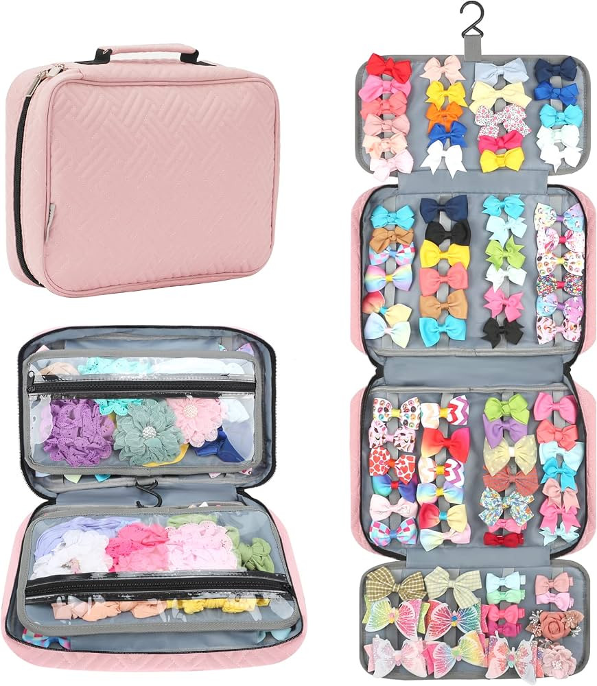 MICOM Hanging Hair Accessories Storage Bag for Girls, Hair Bow Organizer, Hair Accessories Storag... | Amazon (US)