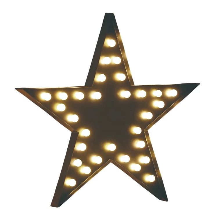 Indoor LED Star Marquee Decoration, Warm White, 16", Patriotic by Way To Celebrate | Walmart (US)