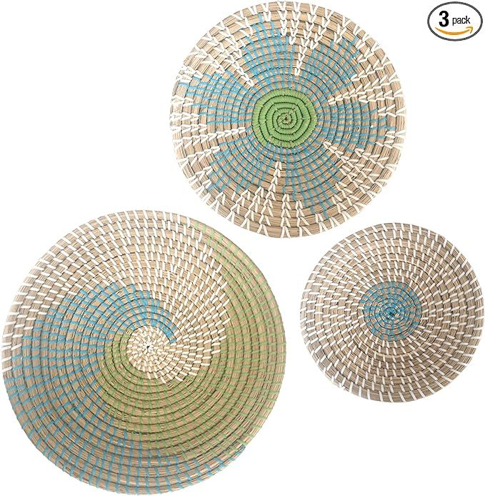 GoGift Wall Basket Decor - Wicker Coastal For Home Baskets Hanging Woven Boho Beach Rattan Seagra... | Amazon (US)