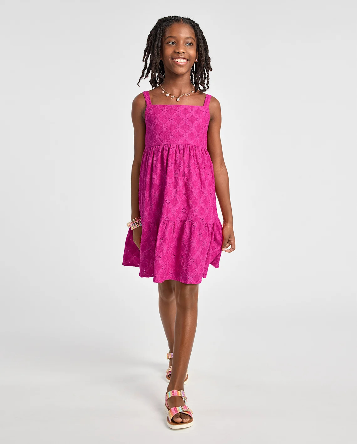 Girls Eyelet Bow Back Dress - pink | The Children's Place