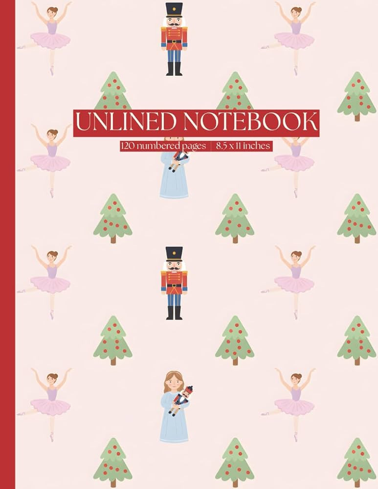 Unlined Notebook: Clara, Nutcracker & Christmas Ballet Pattern: Pink Holiday Journal with Numbere... | Amazon (US)
