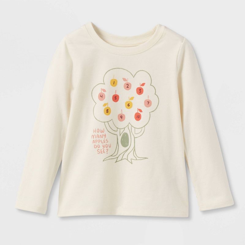 Toddler Girls' Apple Tree Long Sleeve Graphic T-Shirt - Cat & Jack™ Cream | Target