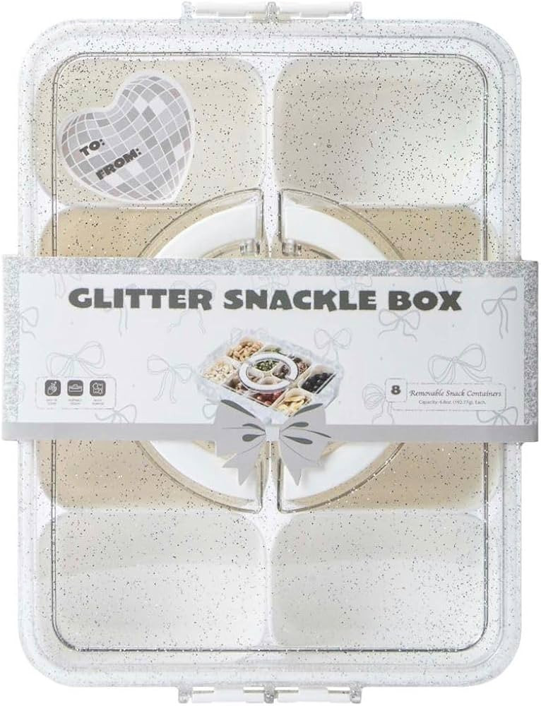 Glitter Snackle Box Container, Portable Snack Box - 8 Removable Compartment Divided Serving Tray ... | Amazon (US)
