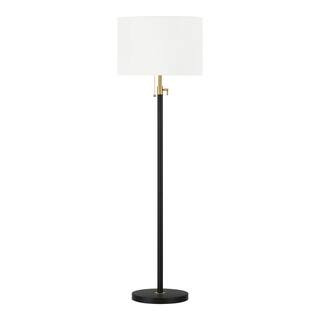 Alderston 65 in. Matte Black and Antique Brass Adjustable Standard Floor Lamp | The Home Depot