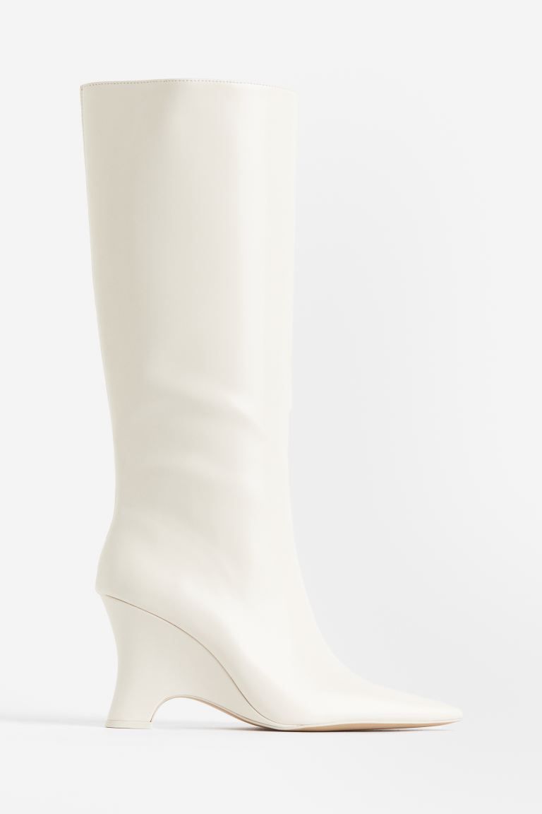Wedge-heeled Boots - White - Ladies | H&M US | H&M (US + CA)