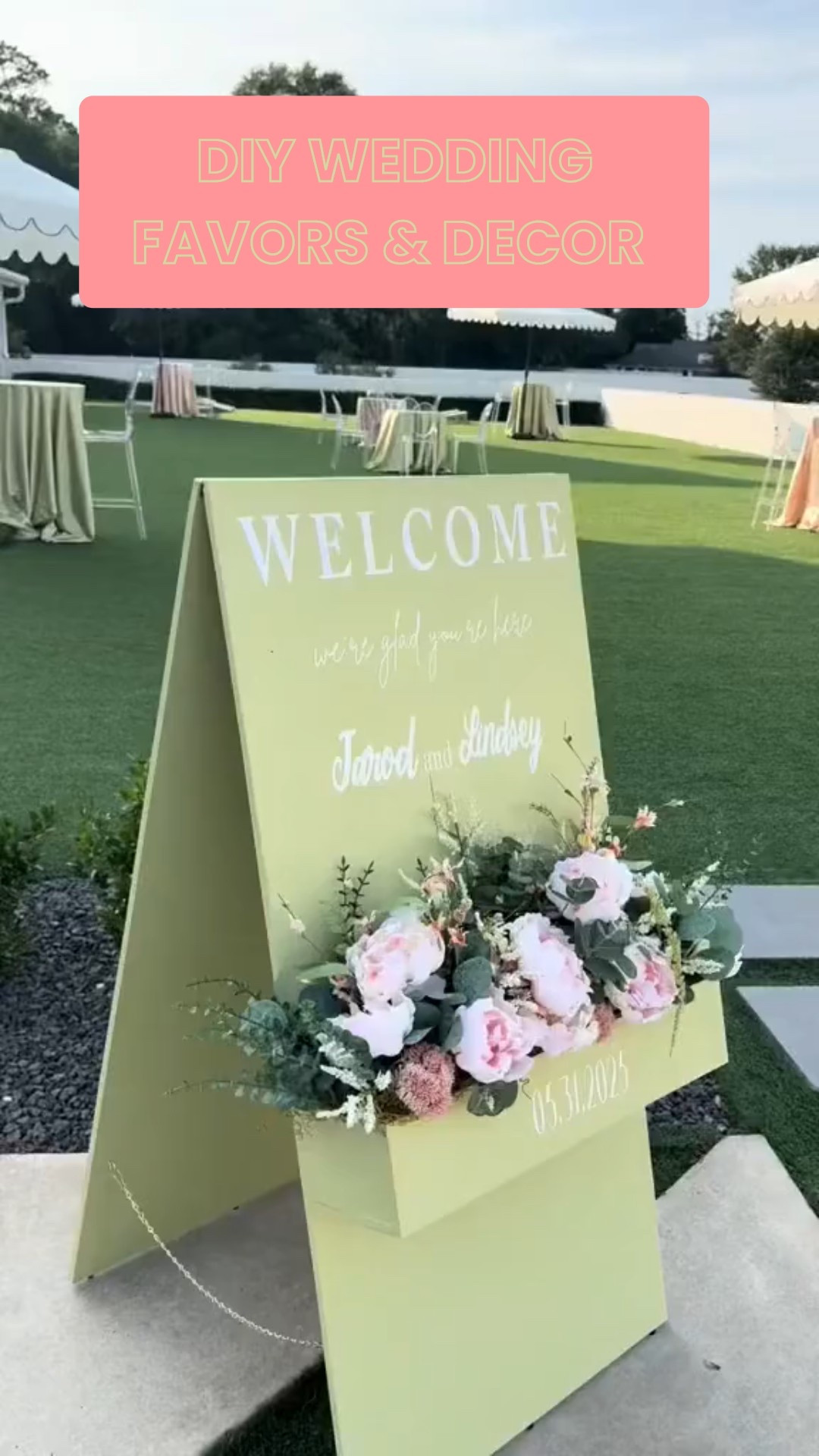 WEDDING DIYS - FAVORS - FLORAL PRINT TAMBOURINES - WELCOME TO OUR WEDDING WELCOME WOODEN FLOWER BOX

#LTKWedding #LTKParties