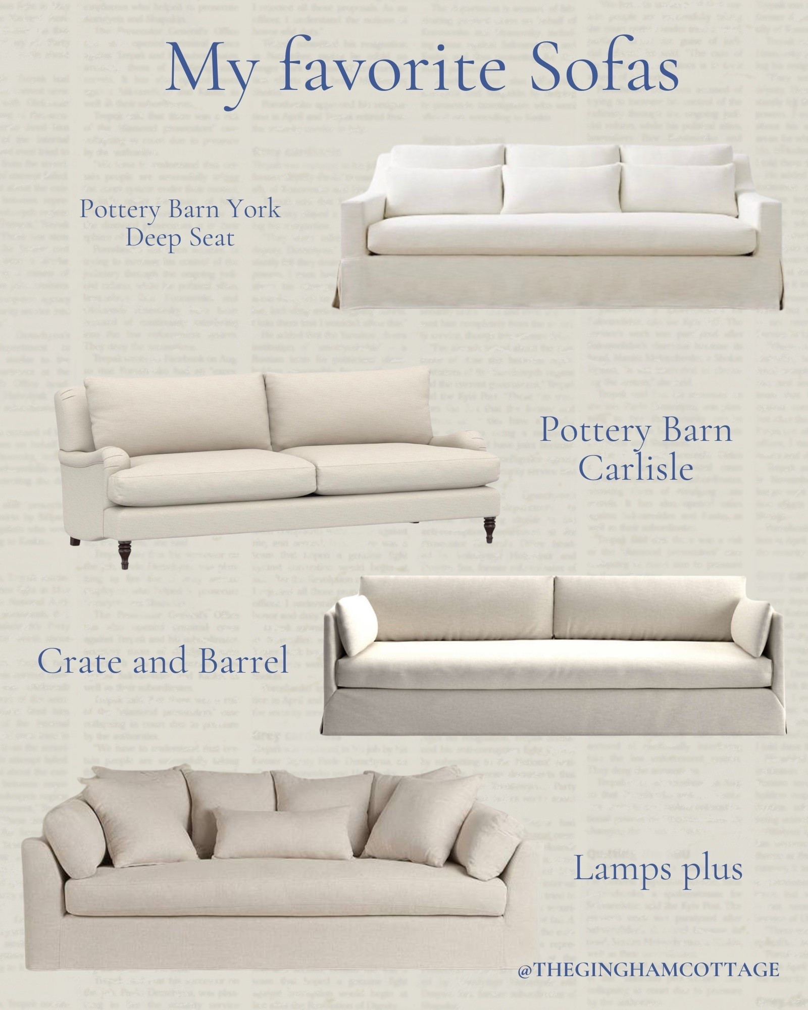 A round up of my four favorite sofas for a classic timeless feel! ❤️ 
living room furniture, pottery barn, couch, sofa 

#LTKHome