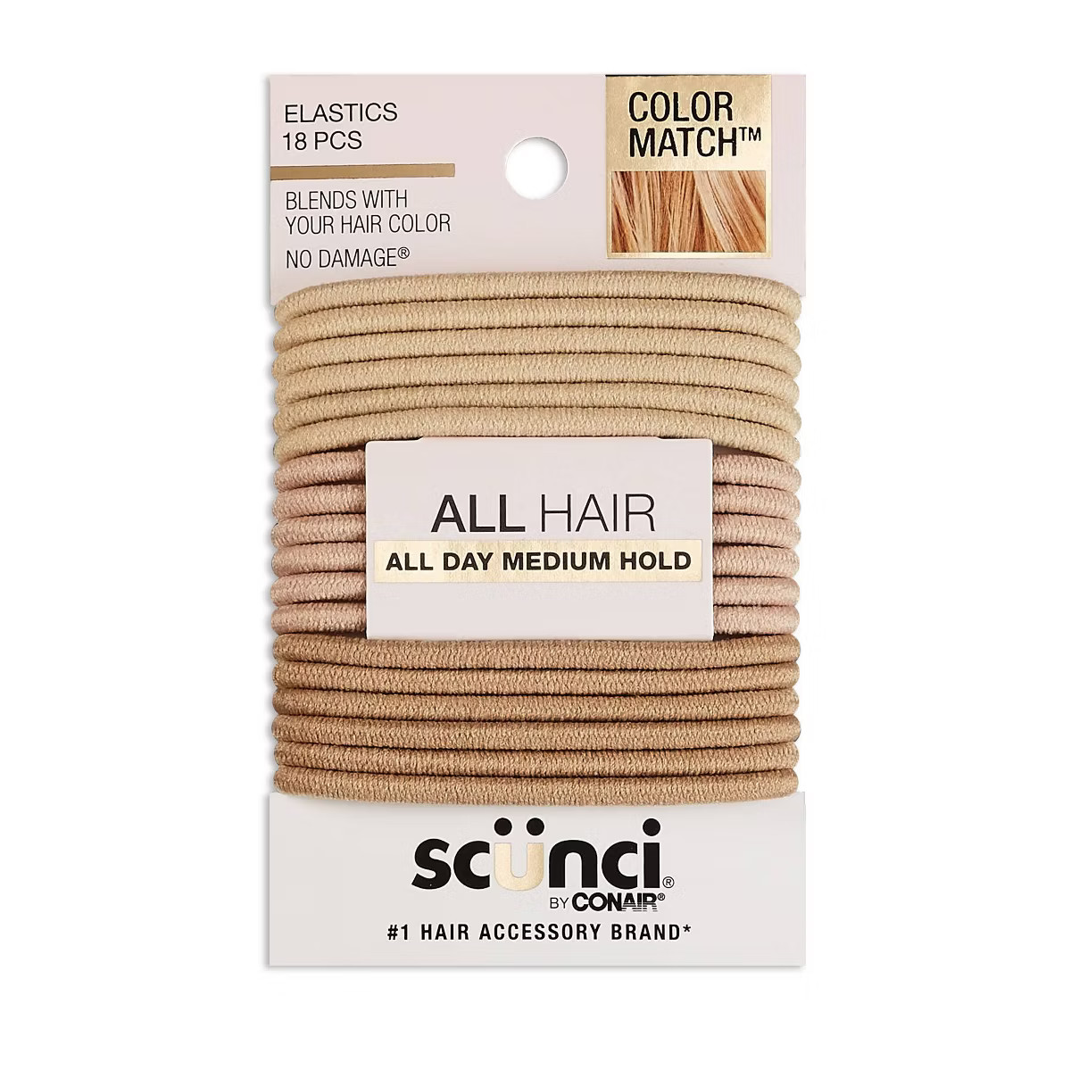 scünci No Damage Elastic Hair Ties - Blonde - All Hair - 4mm - 18pcs | Target