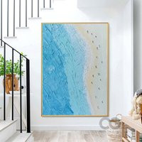 Oversized Beach Landscape Painting On Canvas Original Summer Seaside White Wave Large Blue Ocean Wall Art Home Decor | Etsy (US)