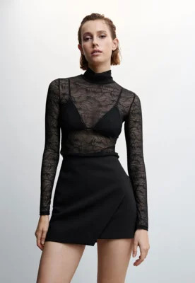 Saia Mango Curta Assimétrica Preta | Dafiti (BR)