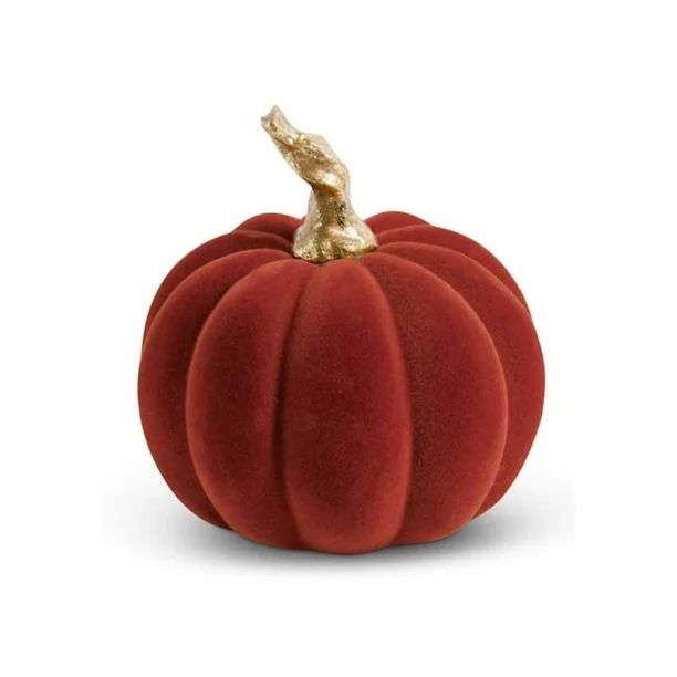 Burgundy Velvet 3.5" Pumpkin w/Twisted Gold Stem - Walmart.com | Walmart (US)