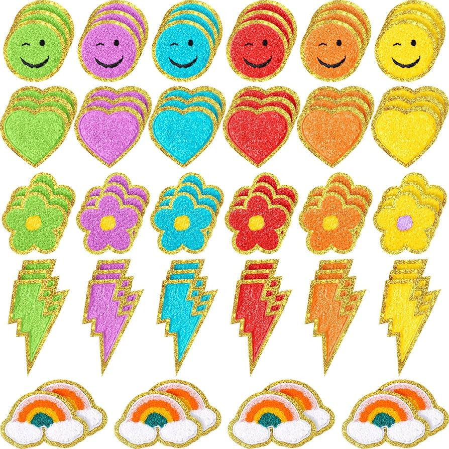 Hanaive 80 Pcs Chenille Letter Patches Self Adhesive Iron on Patch 3D Cute Embroidered Rainbow Sm... | Amazon (US)