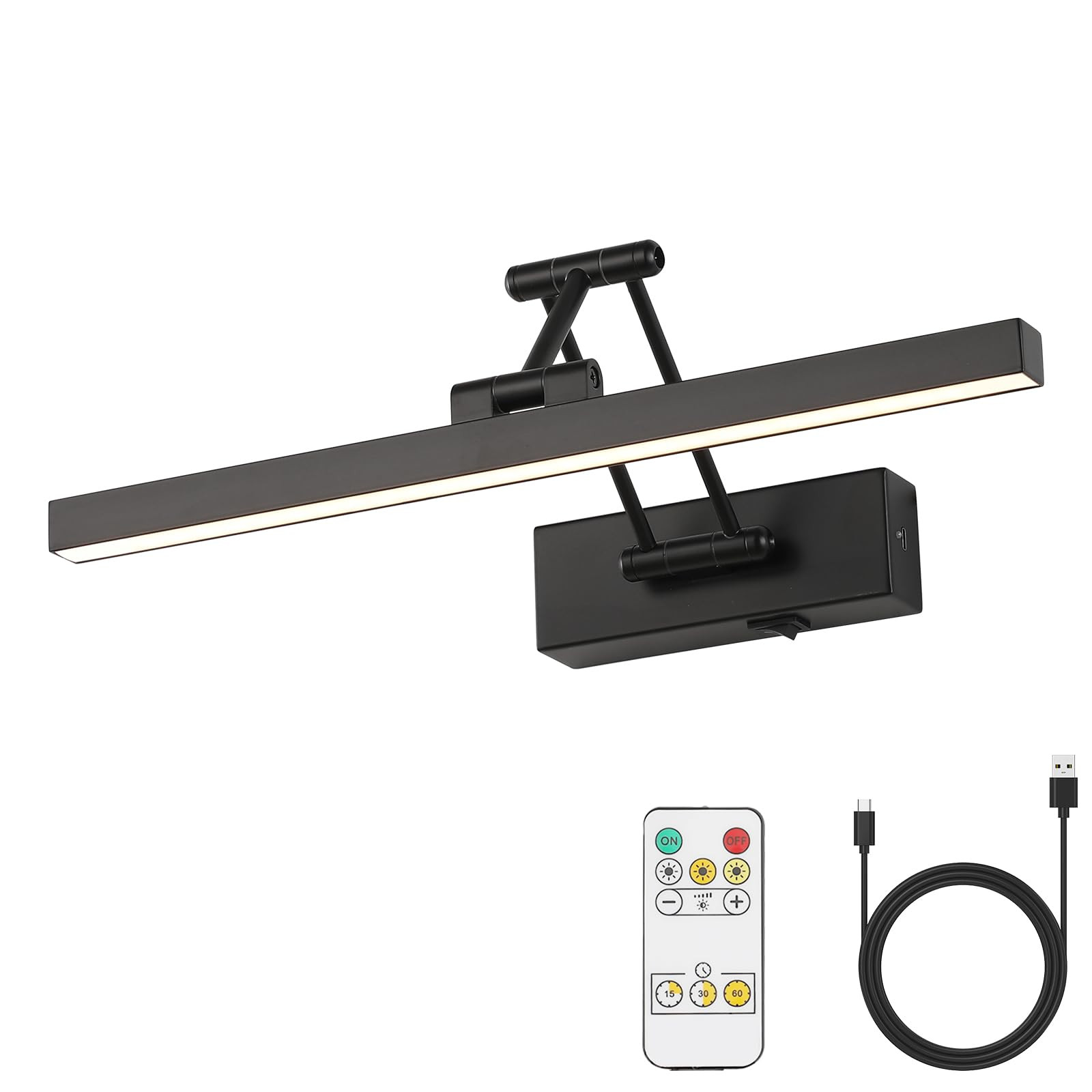 Picture Light Battery Operated 15.7' Inch Long Rechargeable Wall Sconce Dimmable LED Library Ligh... | Amazon (US)