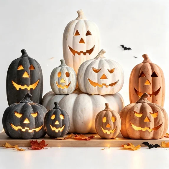 Halloween Pumpkin Table Decor Jack O Lantern - Fall Decor - Glow Light and Resin Finish for Fall ... | Walmart (US)