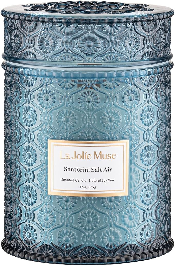 LA JOLIE MUSE Santorini Salt Air Scented Candles for Home, 19 oz Soy Wax | Large Jar Luxury Candl... | Amazon (US)