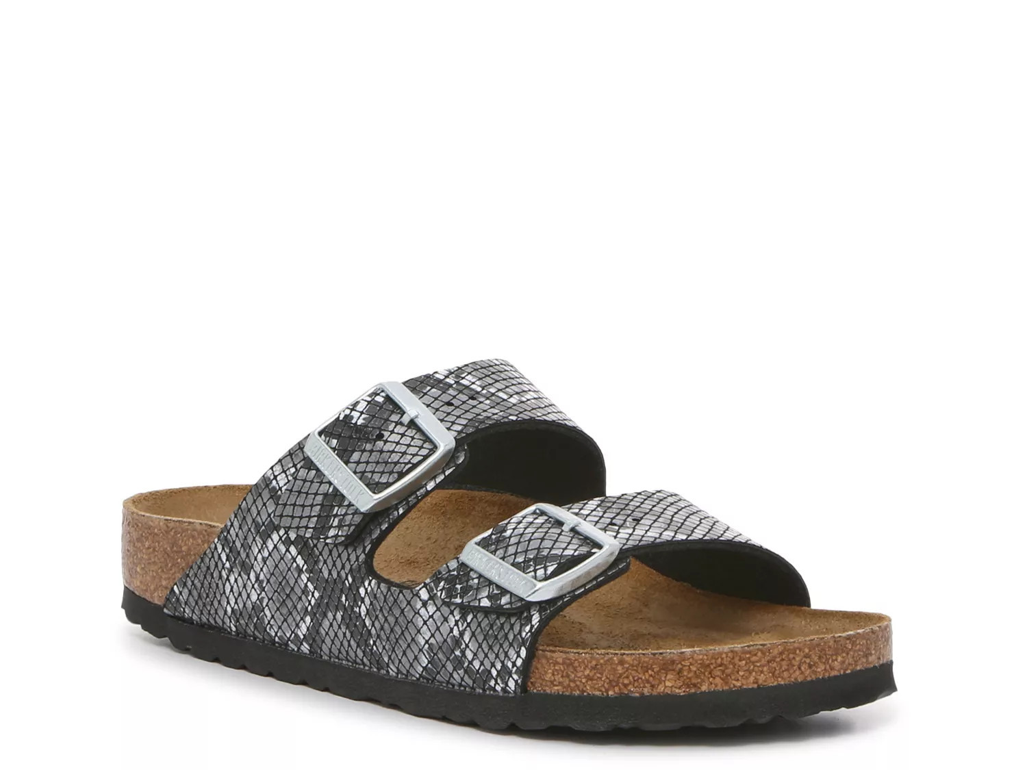 Birkenstock Arizona Slide Sandal | Women's | Grey/White Snake Print | Size EU 39 / US Womens 8-8.5 / Mens 6-6.5 | Sandals | Footbed | DSW
