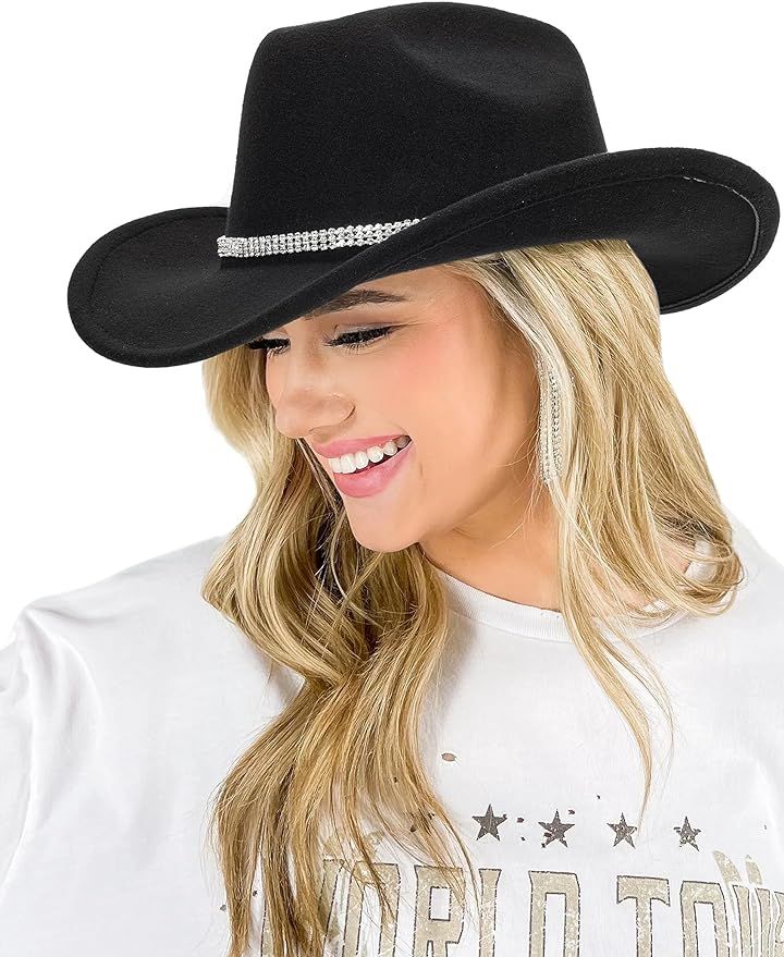 Western Cowboy Hat for Men Women Classic Fedora Hat with Buckle Belt | Amazon (US)