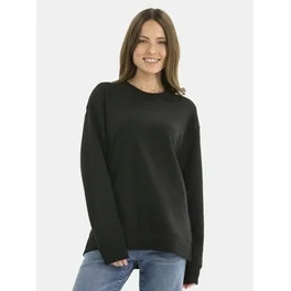 Time and Tru Women's Tunic Sweatshirt with High-Low Hem, Sizes XS -4X | Walmart (US)