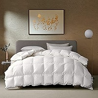 Luxurious Goose Feathers Down Comforter - White King Size 60 Oz Medium Weight Duvet Insert - 100%... | Amazon (US)