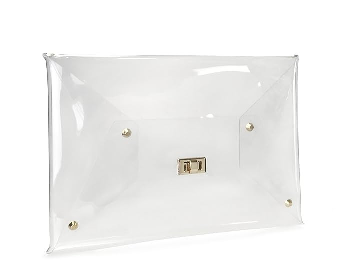 Hoxis Large Size PVC Clear Envelope Clutch Gold Chain Crossbody Shoulder Bag Women's Purse | Amazon (US)