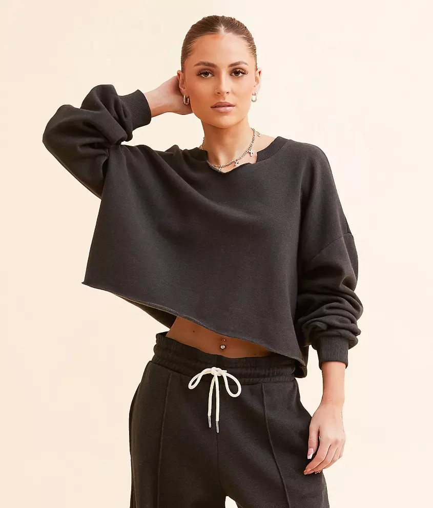 Notch Neck Cropped Pullover | Buckle