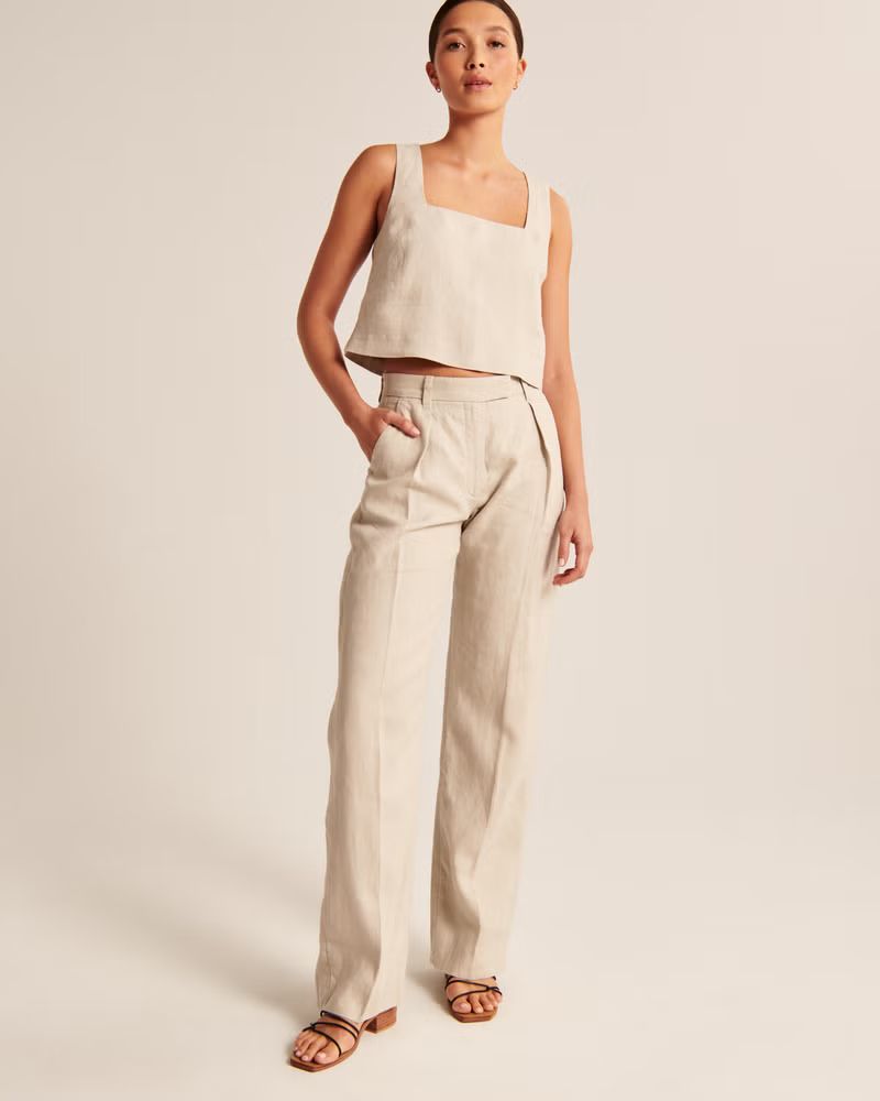 Premium Linen Tailored Pant | Abercrombie & Fitch (US)