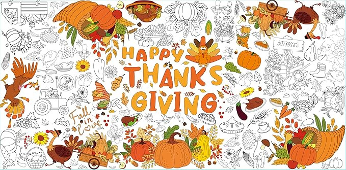 Fall Thanksgiving Party Decorations: 72 x 35 Inch Giant Coloring Posters for Kids, Thanksgiving C... | Amazon (US)