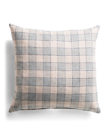 Made In Usa 22x22 Celeste Lagoon Gingham Checks Feather Filled Pillow | TJ Maxx