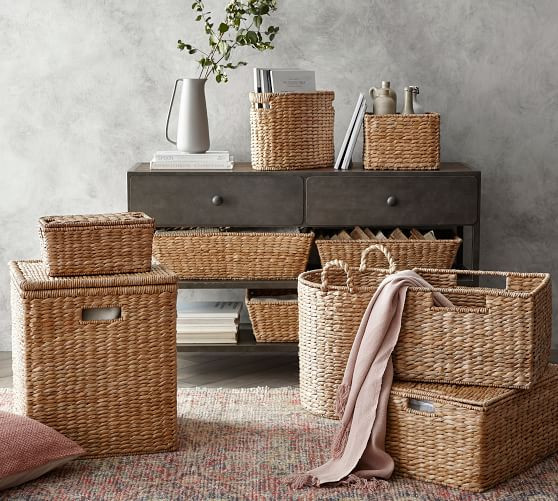 Savannah Handwoven Seagrass Oversized Lidded Basket | Pottery Barn (US)