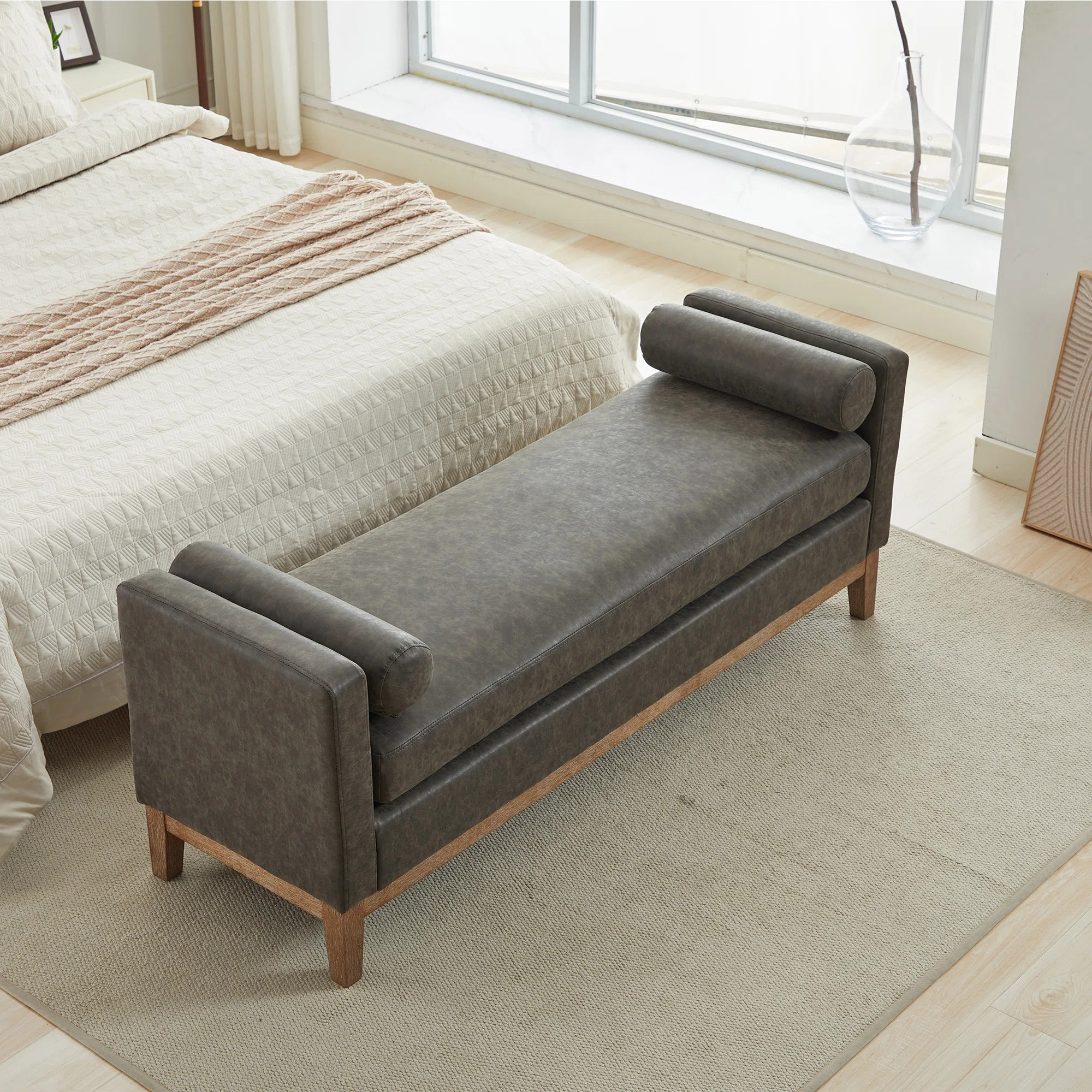 66"w Upholstered Bench For Bedroom End Of Bed | Wayfair North America