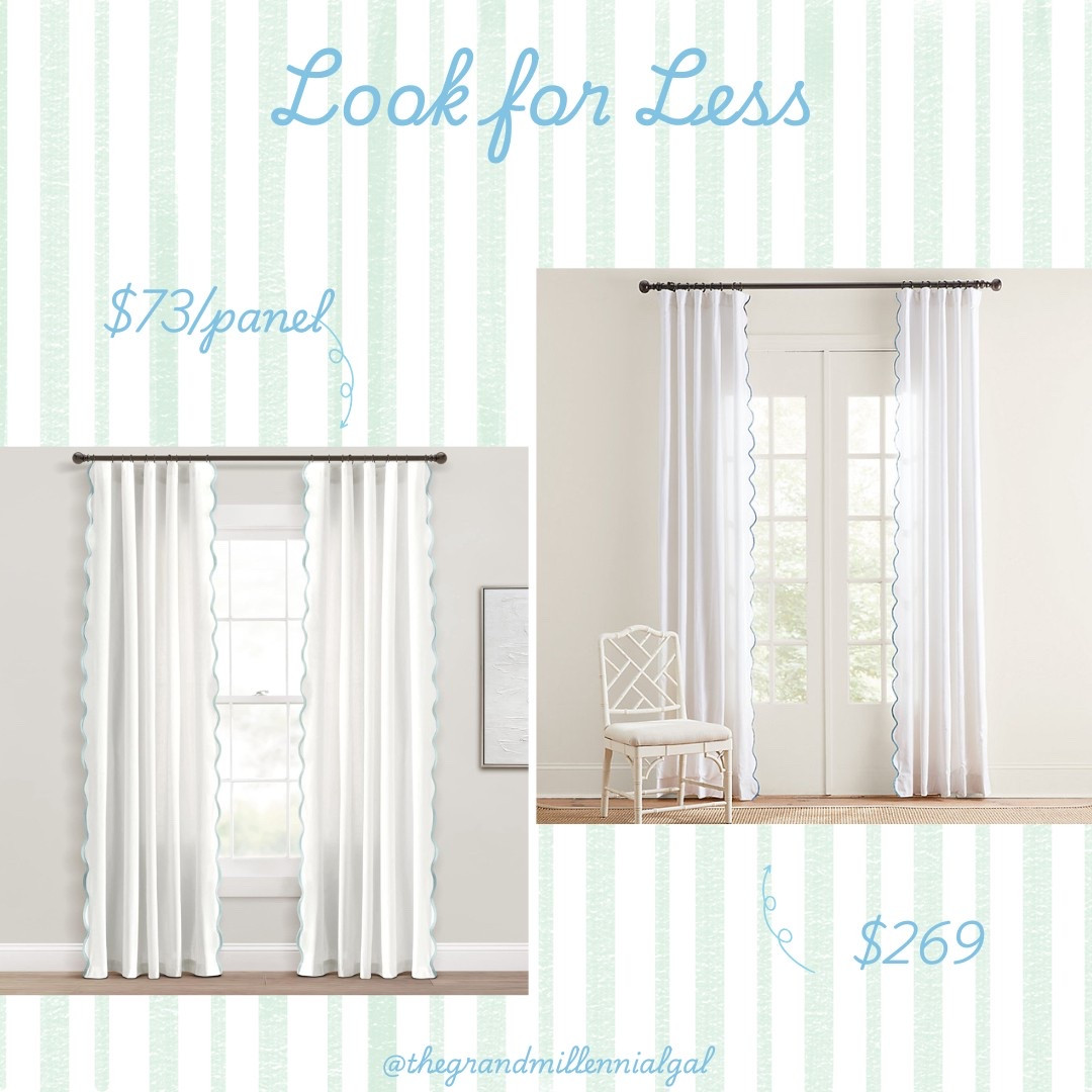 Scalloped edge curtains - the look for less 〰️

The Amazon version is only $60 for two panels in different colors!

Amazon, Ballard designs, nursery decor, home decor



#LTKKids #LTKStyleTip #LTKBaby