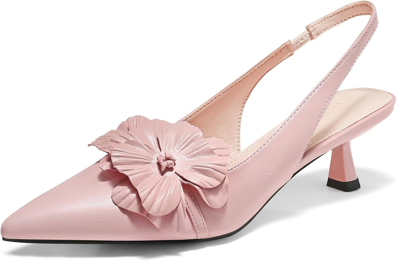 Coutgo Womens Slingback Kitten Heels Flower Closed Pointed Toe Pumps Wedding Party Dress Sandals ... | Amazon (US)