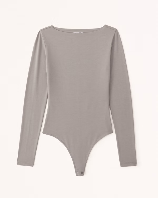 Long-Sleeve Cotton-Modal Slash Bodysuit | Abercrombie & Fitch (US)