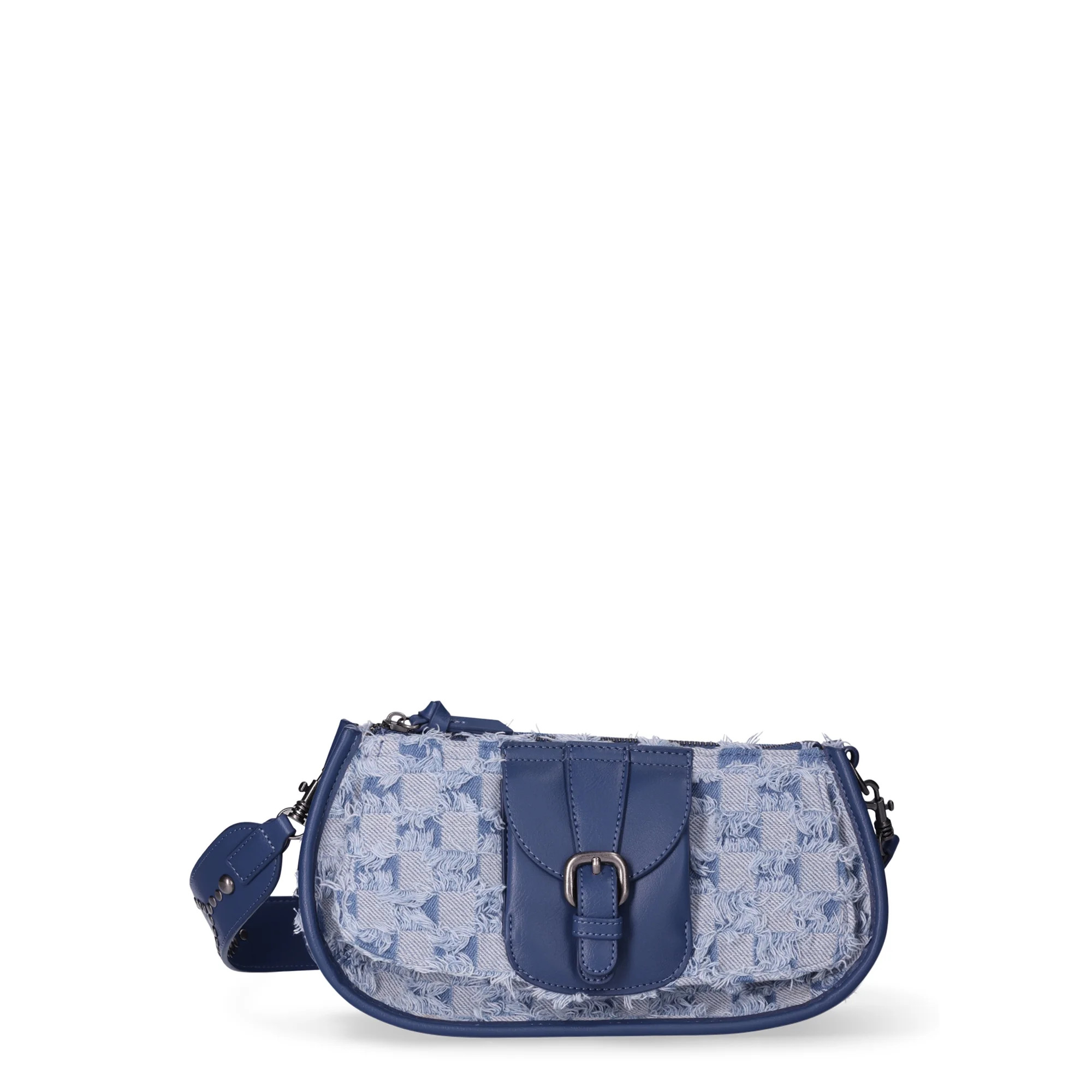 No Boundaries Women's Buckle-Detailed Saddle Mini Bag Denim | Walmart (US)