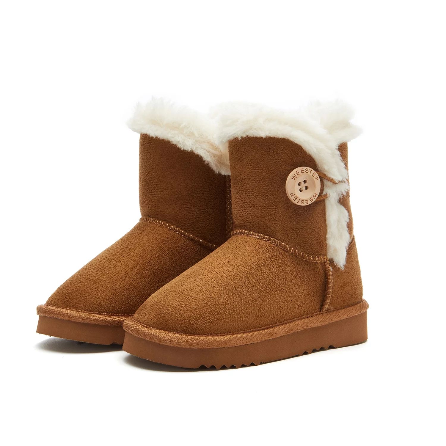 Weestep Wood Button Warm Shearling Winter Lightweiaght Snow Boots | Walmart (US)