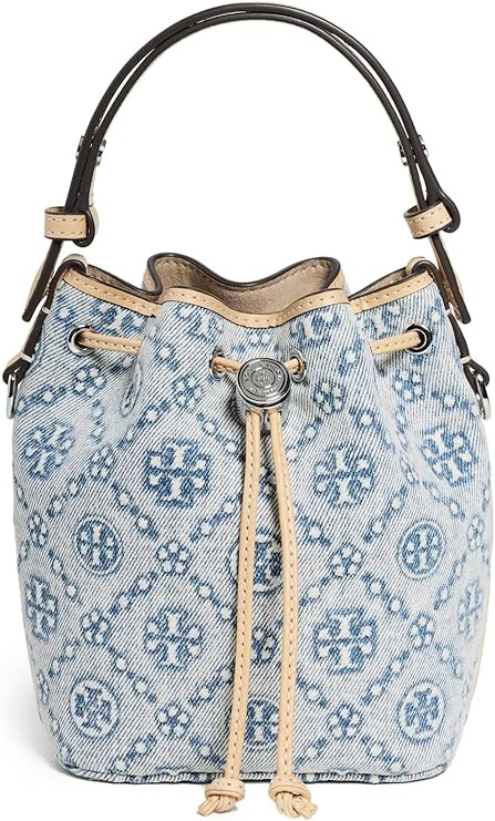 Tory Burch Women's T Monogram Denim Mini Bucket Bag | Amazon (US)