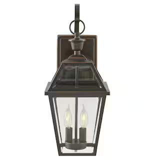 Home Decorators Collection Glenneyre 20.25 in. 2-Light Espresso Bronze Hardwired Outdoor Wall Lig... | The Home Depot