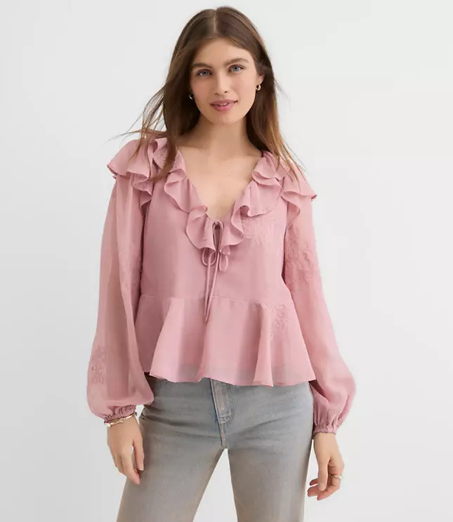 Ruffle Peplum Blouse | LOFT