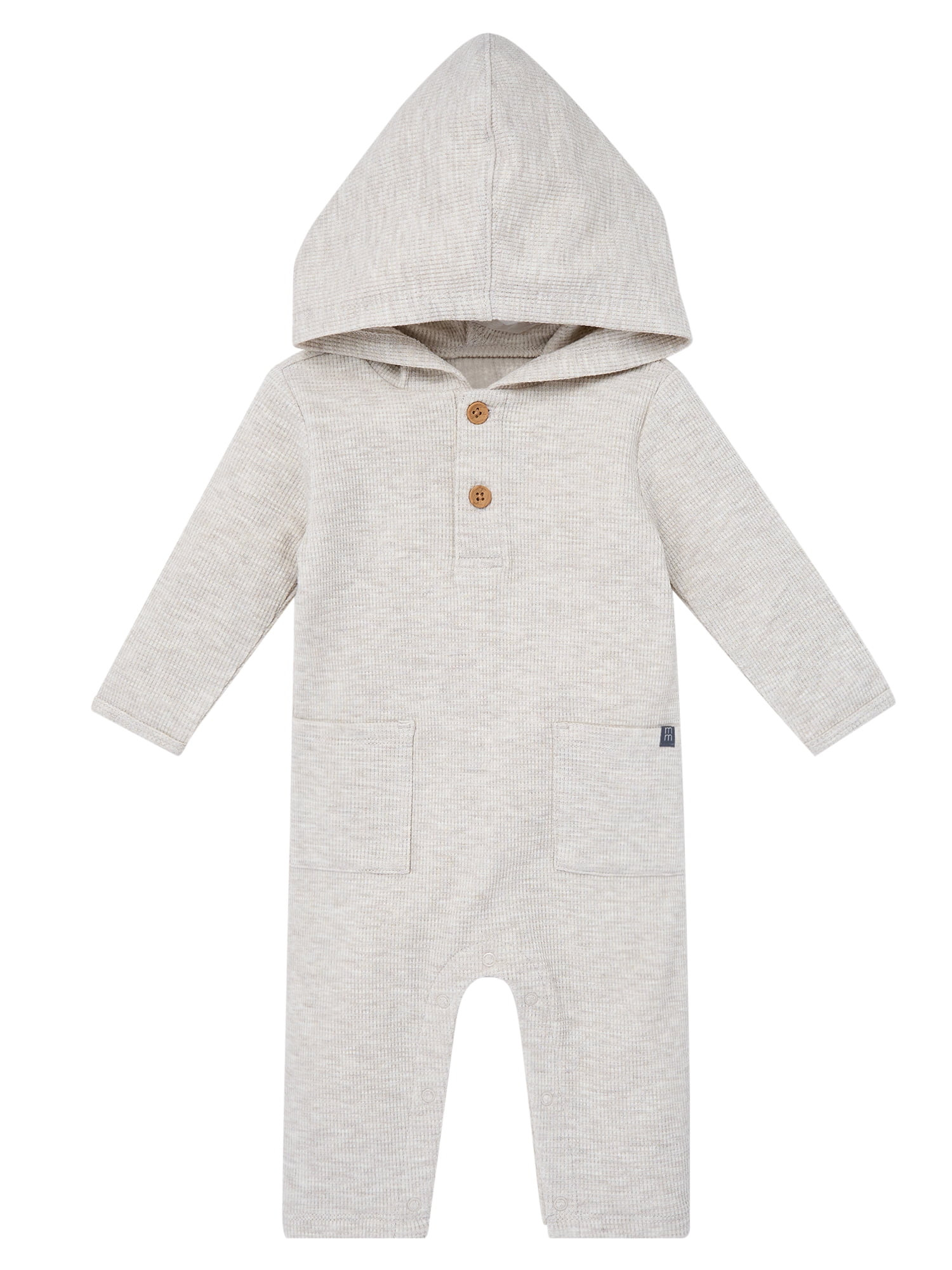 Modern Moments by Gerber Baby Boy Hacci Hooded Long Sleeve Romper, Sizes 0/3 Months - 24 Months | Walmart (US)