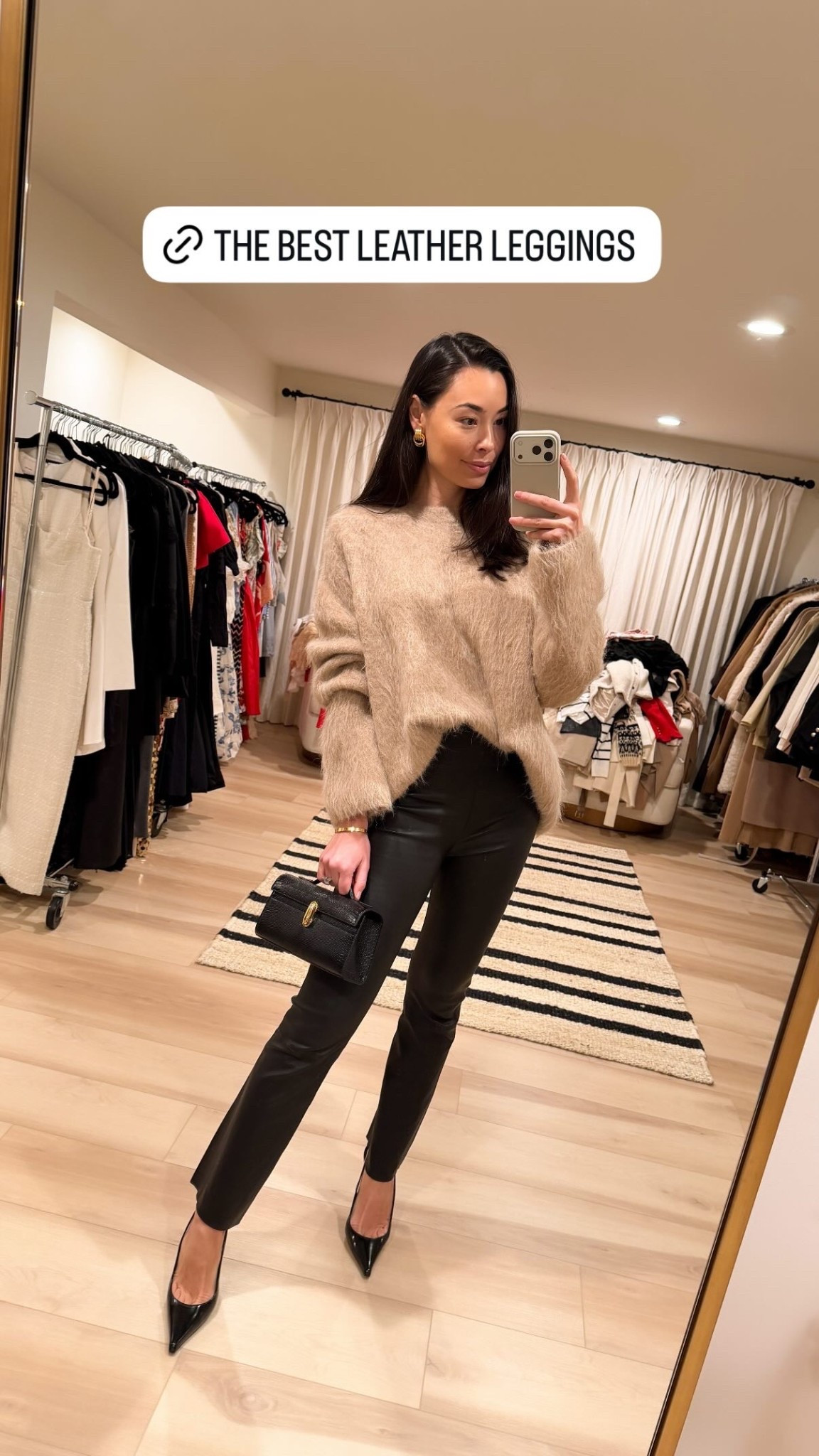 Leather leggings, winter outfit, Toteme fuzzy sweater, YSL heels. 

#LTKSeasonal #LTKWorkwear #LTKootd