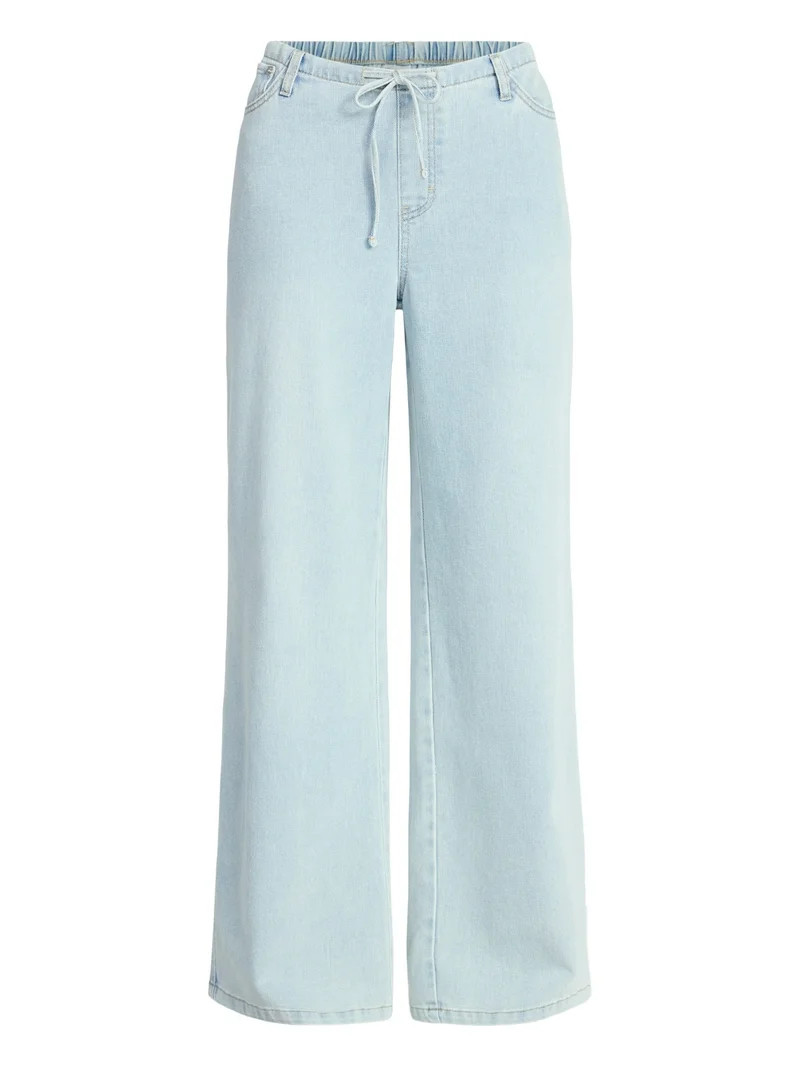 No Boundaries Mini Waistband Wide Leg Pants, 31'' Inseam, Women's Sizes XXS-XXL | Walmart (US)