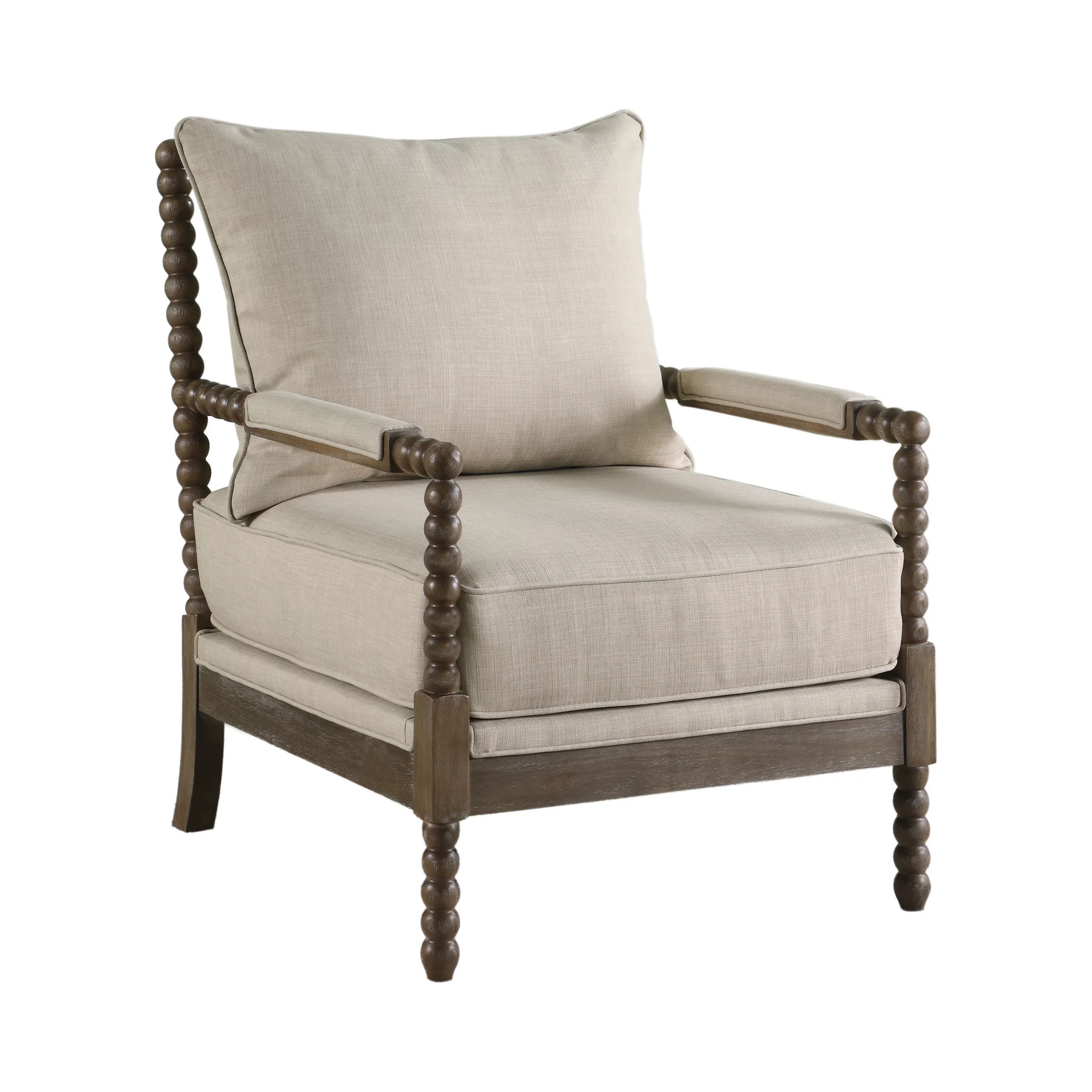 Cushion Back Accent Chair Oatmeal and Natural - Walmart.com | Walmart (US)