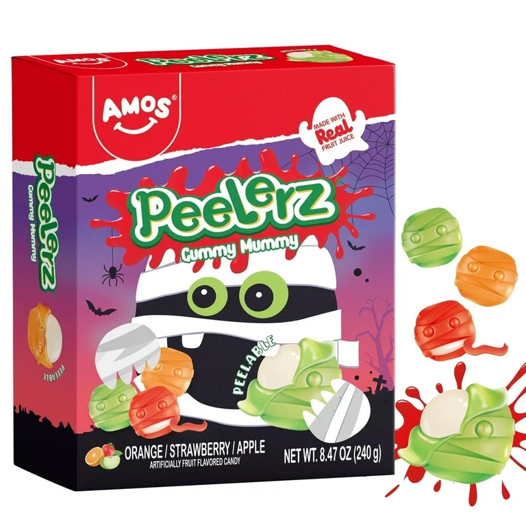 Amos Halloween Candy Peelerz Gummy Mummy, Mixed Fruit Flavor for Halloween Party 8.47 oz (1 Pack) | Walmart (US)
