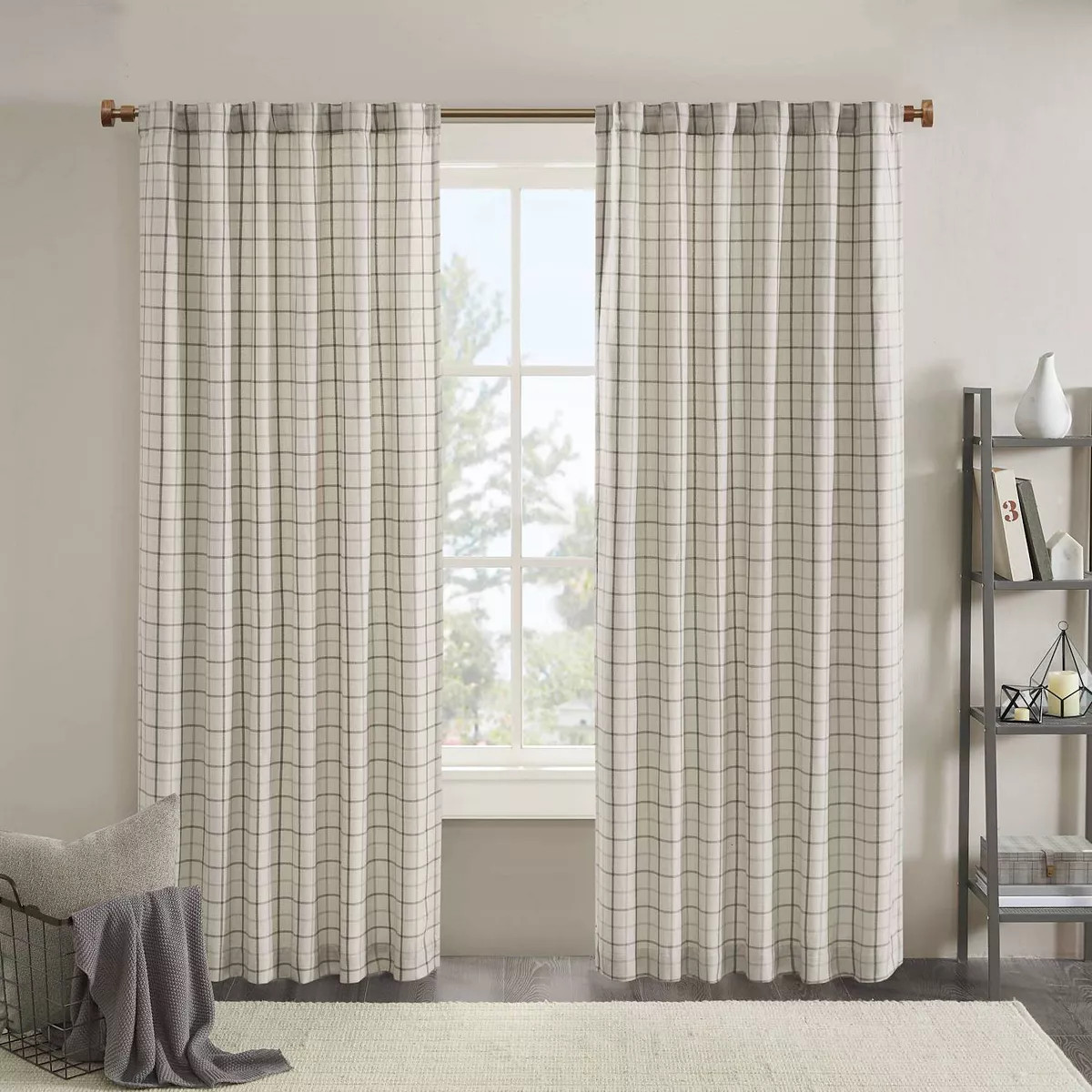 Madison Park Salford Plaid Rod Pocket and Back Tab Light Filtering 1 Window Curtain Panel | Kohl's