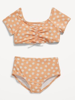 Patterned Ruched Bikini Swim Set for Girls | Old Navy (US)