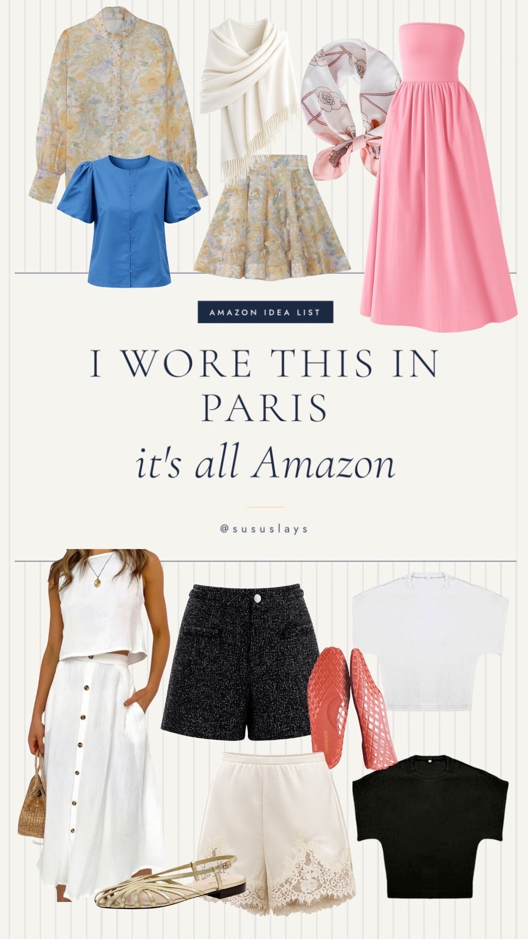 Parisian chic looks on an Amazon budget! These are all classic items that can mix and match as a travel capsule.